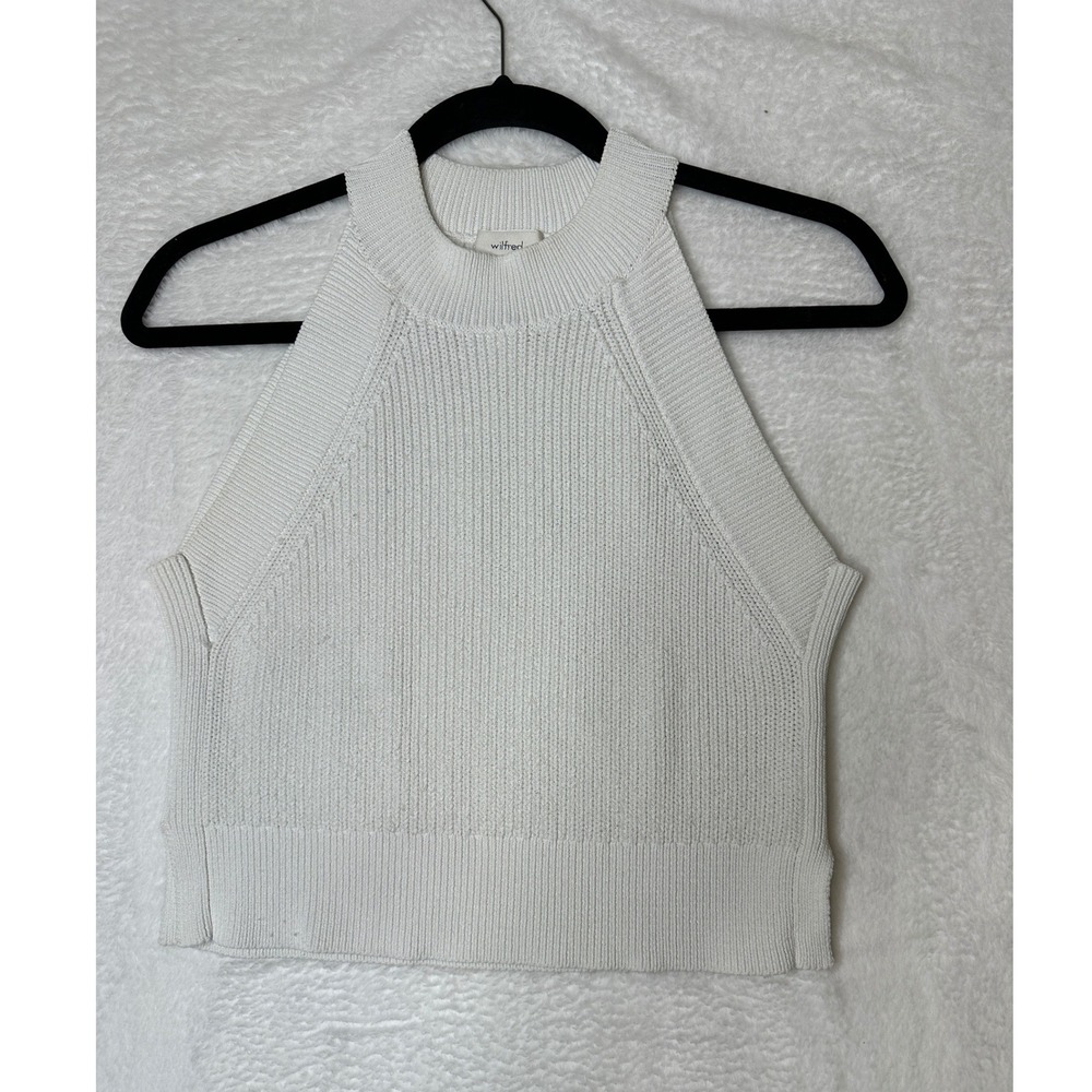 Wilfred Tank Top Women XS White Ribbed Knit Halter Sleeveless CKN4-3445-20
